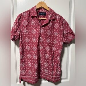 Abercrombie and Fitch Cuban style SS button down in red and white pattern